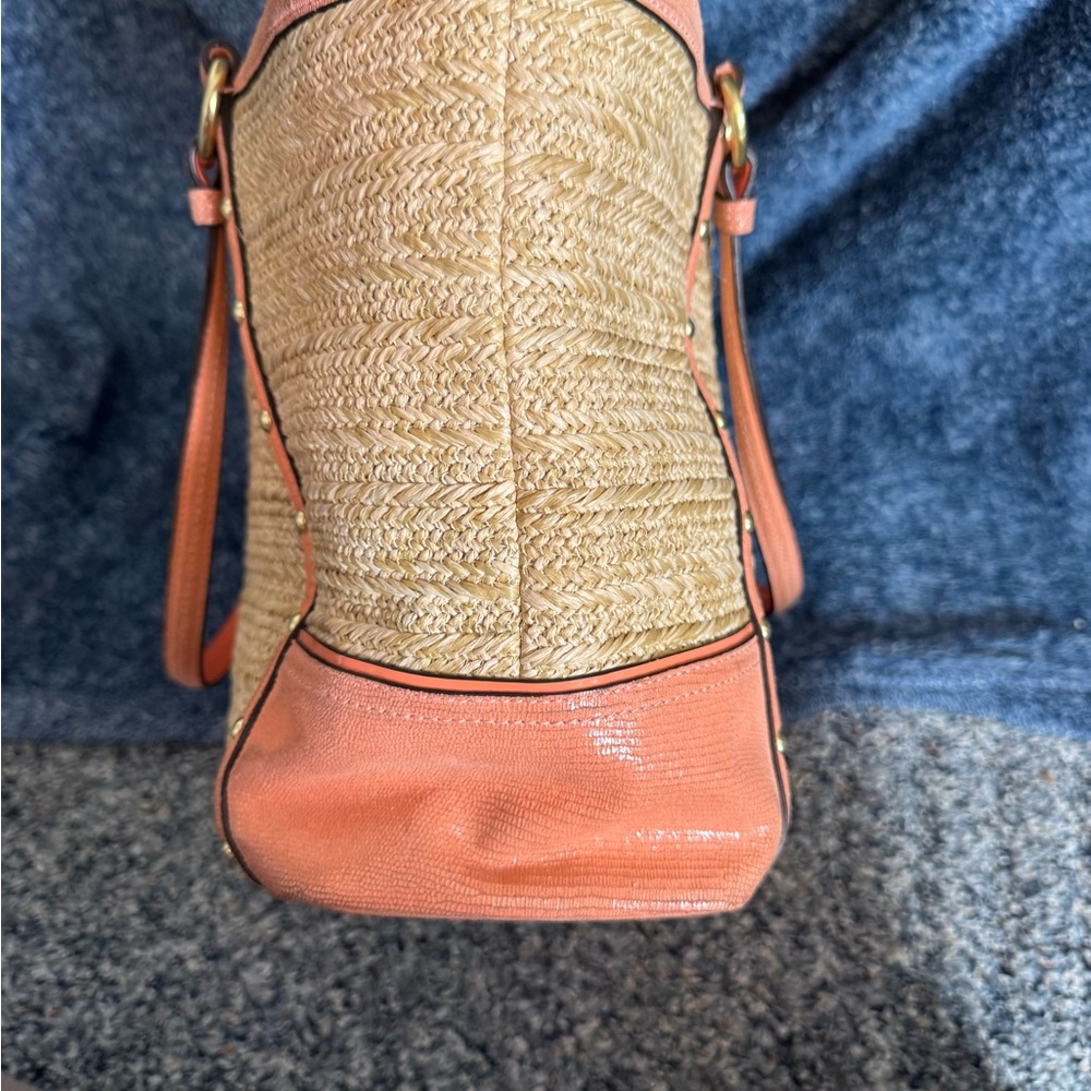 Coach Tan and Coral Tote Bag - Picture 3 of 8